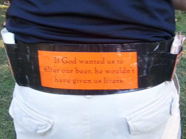 Unfiltered advertisement on man's lower back